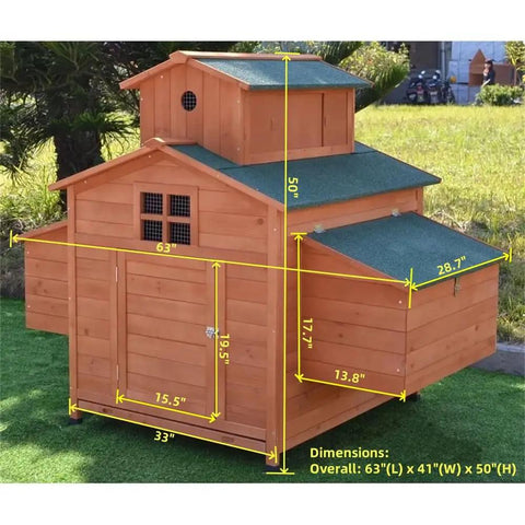 Deluxe Large Wood Chicken Coop For Backyard Hen House Fits 6 Large Or 10 Bantam Chickens With 6 Nesting Boxes Ramp Access