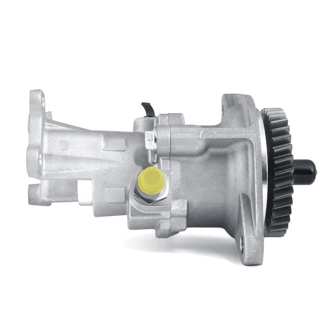 AULINK 904-810 gear-driven mechanical vacuum pump, aluminum housing, yellow cap, side view.