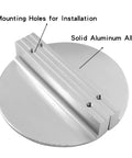 Four Pack Half Moon Drawer Pulls in Brushed Nickel Aluminum, semicircle with mounting holes and solid aluminum alloy construction.