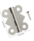 Nickel Plated White Butterfly Cabinet Hinges 180 Degree 48 Pack shown with screw, dimensions labeled