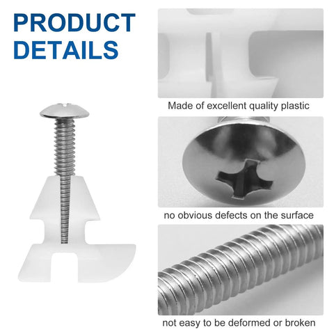 Top Tier Toilet Seat Hardware Kit Built Tough With Rust Resistant Screws And Durable Plastic Nuts close-up of mounting bolt and plastic cap