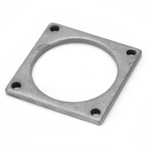 Heavy Duty Stainless Steel Threaded Mounting Plate With Precise M4 Screw Holes Rock Solid 39 X 39mm robotics fixing bracket shown at an angle.