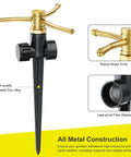 Heavy Duty Metal Lawn Sprinklers Two Pack With Spike Base Automatic Rotary 3 Arm Garden Sprinkler with brass arms