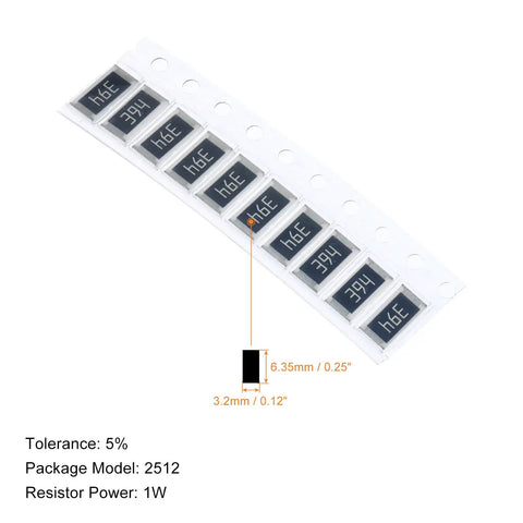 330Pcs 1R-1M Ohm SMT Resistor Kit With 33 Values 1W Power 5 Percent Tolerance Surface Mount Chip Resistors Assortment For DIY Tinkering And Electronics Projects, 2512 size
