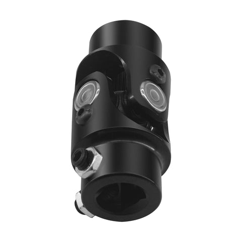 Close-up of 3/4-36 Spline To 3/4 Inch DD Black Steering Universal Joint Shaft, heavy duty U joint for auto, 83mm length