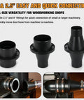 4 Inch And 2.5 Inch Magnetic Dust Collection Fittings Starter Kit For Shop Vac Hoses showing connectors for woodworking machinery.