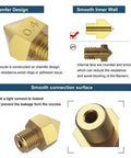 Diagram showing chamfer design and smooth inner wall features of Eight 0.6mm MK8 Extruder Nozzles for 3D Printers.