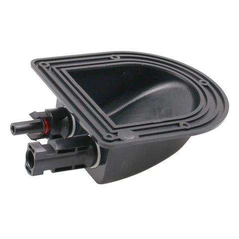 Side view of Rugged ABS Dual Cable Entry Housing For Solar PV Connectors Waterproof Weatherproof Box With UV Resistant Shell Black Entry Gland