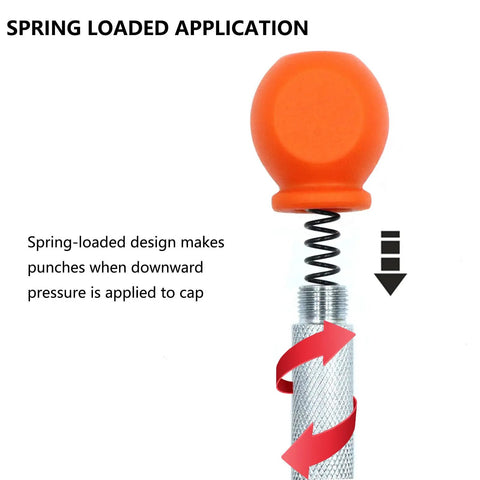 Two Piece Automatic Center Punch Set Smooth Operator Impact Punch Tool showing spring-loaded design for precise marking on surfaces.