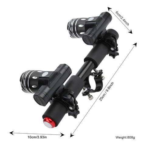 USB Rechargeable LED Headlight For Electric Scooters And Bikes, dual front light with adjustable focus on aluminum bar