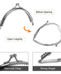Metal Purse Frame Set Six Pcs With Vintage Arch Kiss Lock Clasp Embossed Silver Tone For Purse Making and Crafting