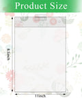 Illustration showing dimensions of Three Pack 8.5x11 Clear Slat Wall Sign Holders for Menus and Flyers against a floral background