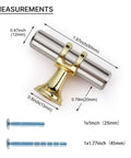 Two Tone Brushed Nickel And Gold Cabinet Knobs Set Of Ten For Kitchen Cabinets Dresser Bathroom Closets And Cupboards Made From Zinc Alloy Base And Aluminum Knobs Durable And Easy To Install, with measurements and screws