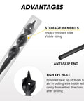 54-inch flexible installer drill bit with screw point and fish-eye hole; anti-slip shank in protective tube
