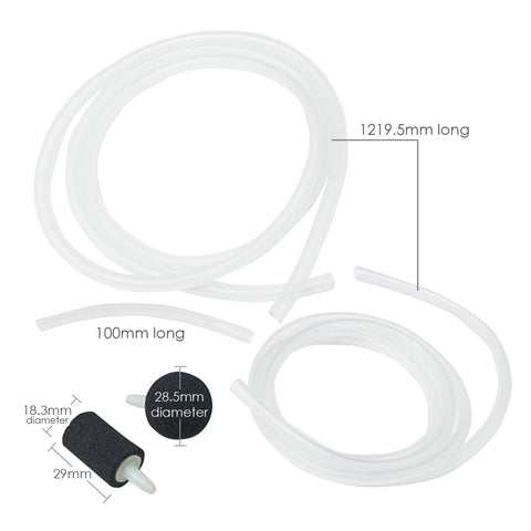 Two white tubes of different lengths and a black stone, part of Industrial Ozone Generator With 500 Mg Per Hour Output For Odor Elimination And Air Purification High Capacity O3 Machine With Adjustable Output Dial Timer Air Dryer And Deodorizing Power.
