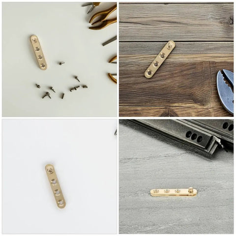 Eight Pack Copper Self Closing Pivot Door Hinges With Concealed Top And Bottom Design Heavy Duty And Secure on wood surface