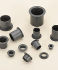 Top Shelf 10 Pack Flanged Sleeve Bearings Made From Solid Pom Plastic Bushings With 16mm Inner Diameter And 18mm Outer Diameter displayed in various sizes for machinery use.