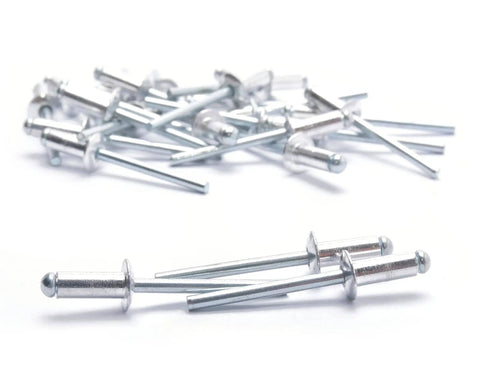 100 Pack Aluminum Blind Rivets For Easy DIY Fixes, Diameter Three Sixteenth Inch, Grip One Quarter Inch, Size Six Four, scattered view