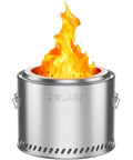 Smokeless Wood Burning Stove 19.5 Inch Stainless Steel Portable Outdoor Heater for wood charcoal pellet fuel with fire cover