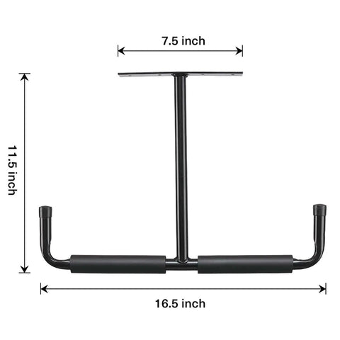 Overhead Garage Storage Hooks Rack Ceiling Mounted Heavy Duty Utility Hangers For Ladder Hose Pipe Lumber And Other Bulky Items 2 Pack Black shown with dimensions
