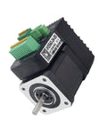 Front view of Integrated Step Servo Motor System with 0.48 Nm output and 1000 line encoder closed loop, compact design.