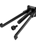 Lower bearing carrier puller tool, black metal with threaded center screw and small attachments, side view