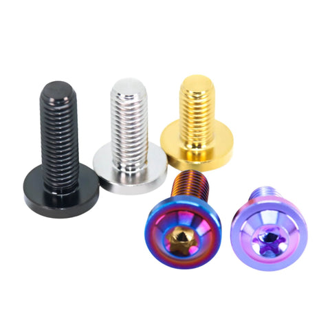 GR5 titanium alloy flying-saucer head anti-theft screws, multicolor set of 6 (black, silver, gold, burnt blue, purple)