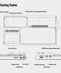 Next Level Thunderbolt E GPU Docking Station For Laptops Featuring PCIe 4.0 X4 Graphics Expansion 140W Fast Charging 2.5G Ethernet And Dual M.2 SSD Slots. Overview of connections and ports.
