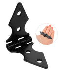 Close-up of Matte Black 10 Pack Heavy Duty Fence Gate Hinges showing sleek design and handheld size comparison for outdoor use.