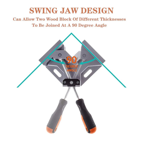 4-Piece Corner Clamp Set, Right Angle 90 Degree Woodworking Clamps With Adjustable Swing Jaw, Aluminum Alloy Frame
