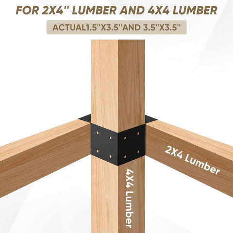 Heavy Duty Workbench Bracket Kit 4 Pack With 3-Way Right Angle Corner Brackets For 4x4 And 2x4 Wood, close-up view