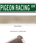 Pigeon Racing Metal Tin Sign 4 X 16 Inches Multicolor Wall Decor With Rope Hanging Dope Look Perfect For Walls Doors Fences