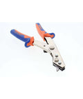 Sheet Metal Nibbler Hand Tool With Adjustable Cutting Head for Automotive Fabrication and Bodywork, ergonomic blue-orange grip