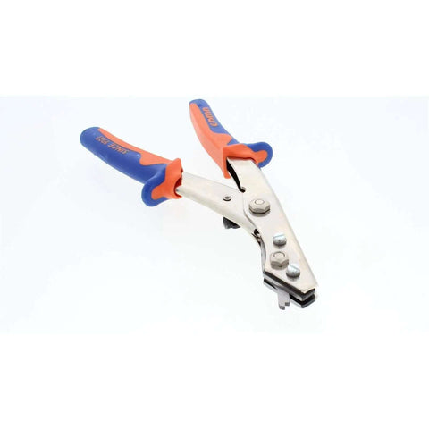 Sheet Metal Nibbler Hand Tool With Adjustable Cutting Head for Automotive Fabrication and Bodywork, ergonomic blue-orange grip