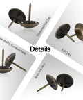 Premium Antique Bronze Upholstery Tacks 200 Piece Assortment Kit solid decorative thumb tacks showing thickened nail caps and bold design.