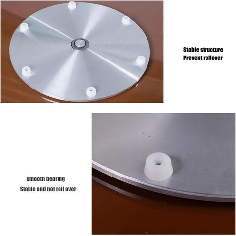 Sturdy base of Brown 120cm Turntable Lazy Susan Rotating Serving Tray With Tempered Glass Round Dining Table Top