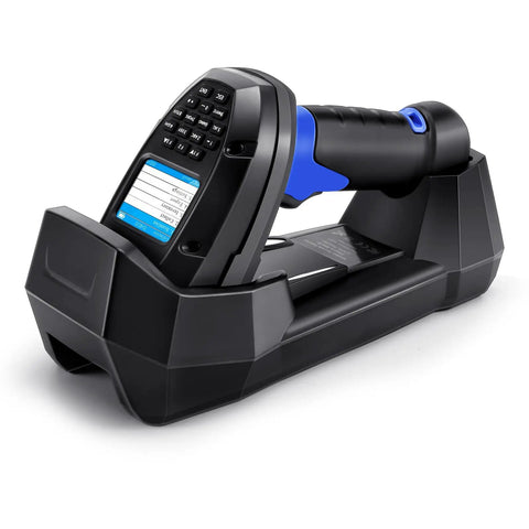 Handheld 1D And 2D Wireless Barcode Scanner That Doubles As A Portable Inventory PDA Data Collector with dock, LCD visible