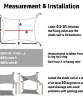 Diagram showing installation instructions for Waterproof Triangle Shade Sail 16ft x 16ft x 16ft Dark Grey, UV resistant, patio setup tips