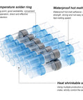 Super Durable Heat Shrink Butt Crimp Terminals 50 To 1200 Pack Waterproof Seal For AWG18 Wire Splice Kit Heavy Duty Insulated Connectors, blue