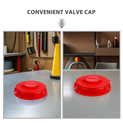 Two Pack Red Abs Ibc Tank Lid Covers With Vent Valves For Easy Pouring Pressure Control Breathable Design on workspace.