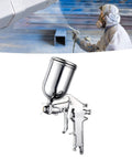 High Output Pneumatic Paint Sprayer Featuring 400 Ml Top Cup Air Spray Gun shown at an angle, ideal for furniture coating and auto detailing.
