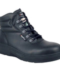Leather Work Boots With Composite Safety Toe And Heat Defender Nitrile Rubber Outsole For Asphalt Ready Jobs, Size 9.5, black leather.