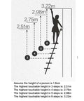Diagram showing ladder reach heights with Retractable Sliding Barn Door Ladder Hardware Kit With 170cm Ladder And 8m Full Track Set.