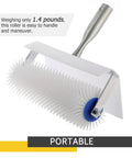 Spiked Screeding Compound Roller For Leveling Floors Pro Grade Boss Level 10 Inch By 1 Inch with handle and splash guard