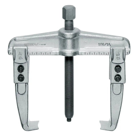 Close-up of a metal external puller from the Inner And Outer Puller Set in a Handy Tin Box, 11 Piece Kit with extractors, 12-46 mm inside.