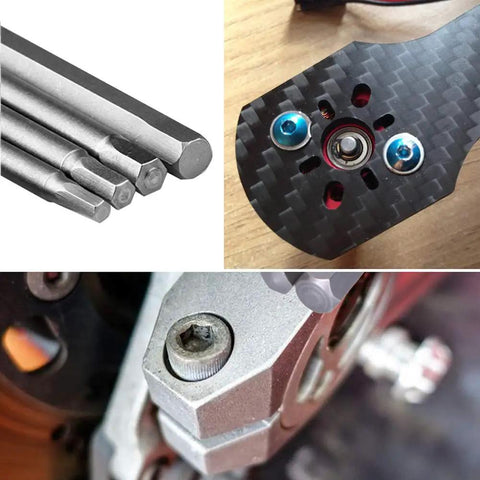 Close-up of 4-In-1 Magnetic Screwdriver Bit Set, 16-Piece With 1/4 Inch Hex Shank in use on various screws