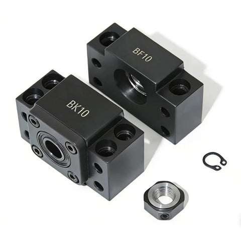 Fixed Side And BF10 End Supports Kit For SFU1204 RM1204 Ballscrew, BK10 And BF10 Size Duo For CNC Machines, black bearing blocks