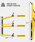 Heavy Duty Folding Lumber Storage Rack 3 Level Wall Mounted Metal Organizer For Garage Woodworking Shop Indoor Outdoor Use Yellow 4 Pairs
