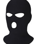 Three Hole Full Face Balaclava Gaiter For Outdoor Sports And Cycling Knit Ski Mask With Sun Protection Windproof Black Medium