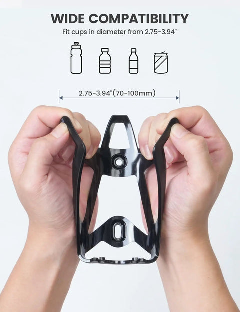 Ultralight Bike Water Bottle Holder For 2.75 To 3.94 Inch Bottles With Durable Cup Cage And Screw Tool, front view